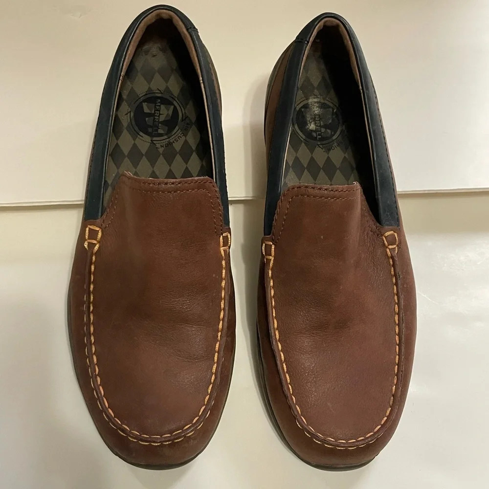 Merrell Loafers Men's 8.5 Throttle Moc Mid Brown Leather Casual Comfort 886040